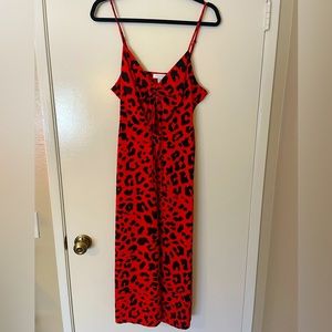 Red leopard print dress
